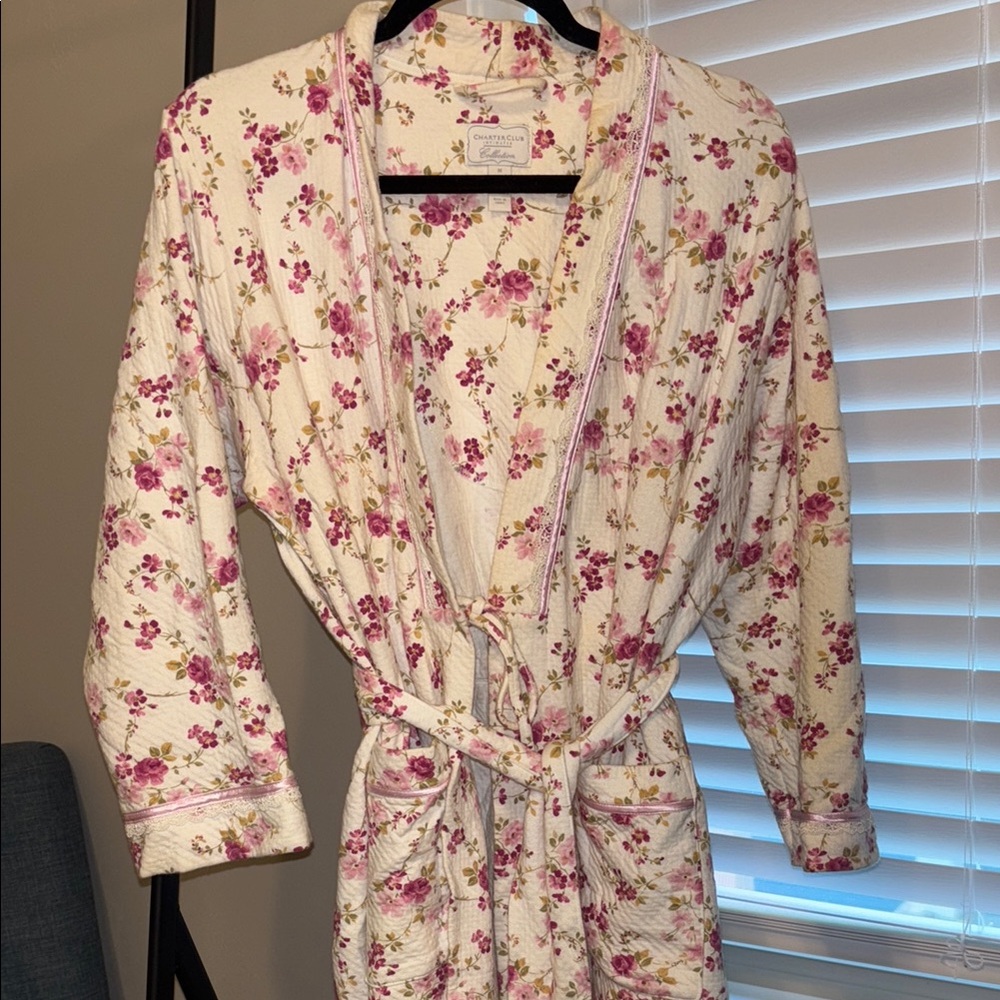 Charter Club Floral Cotton Blend Robe